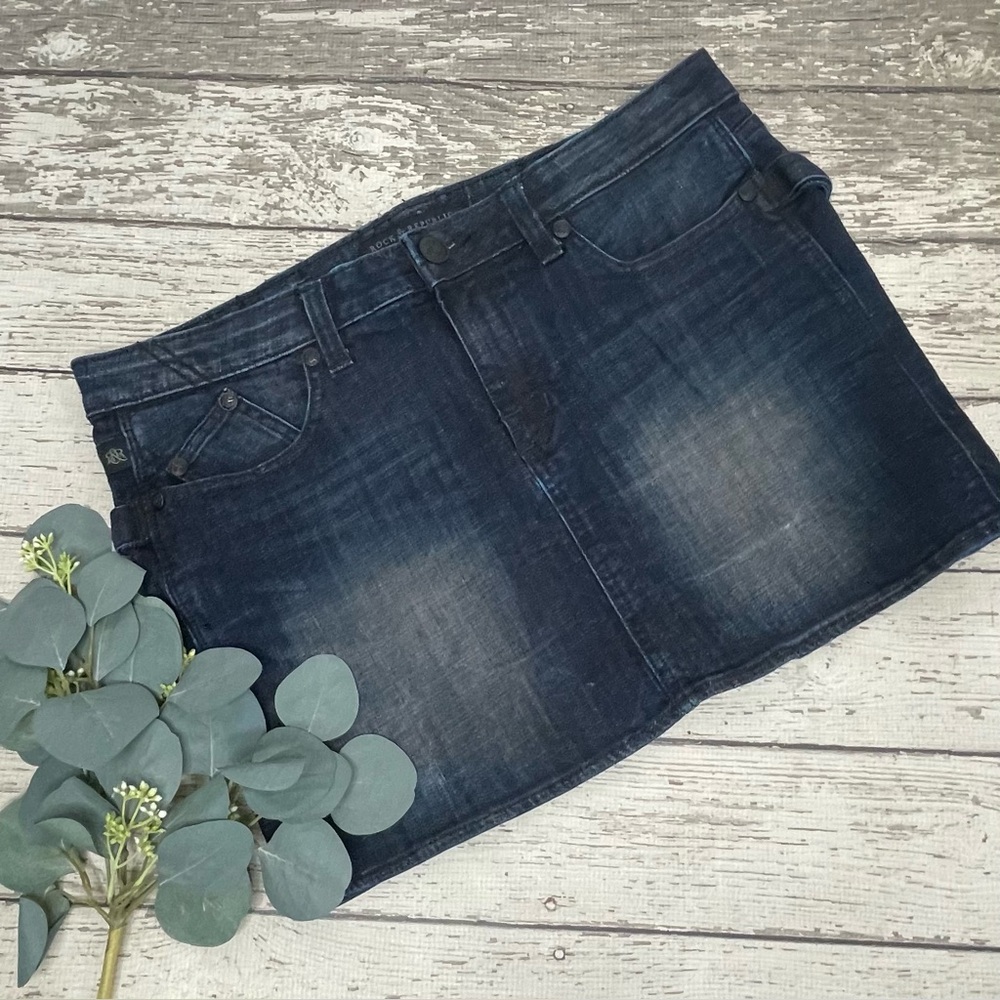 Rock & Republic Groupie Y2K Mini Jean Skirt